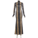 Snake Print Bodycon Maxi Dress