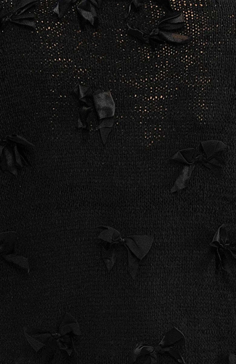 Elegant Knit Top with Bow Embellishments