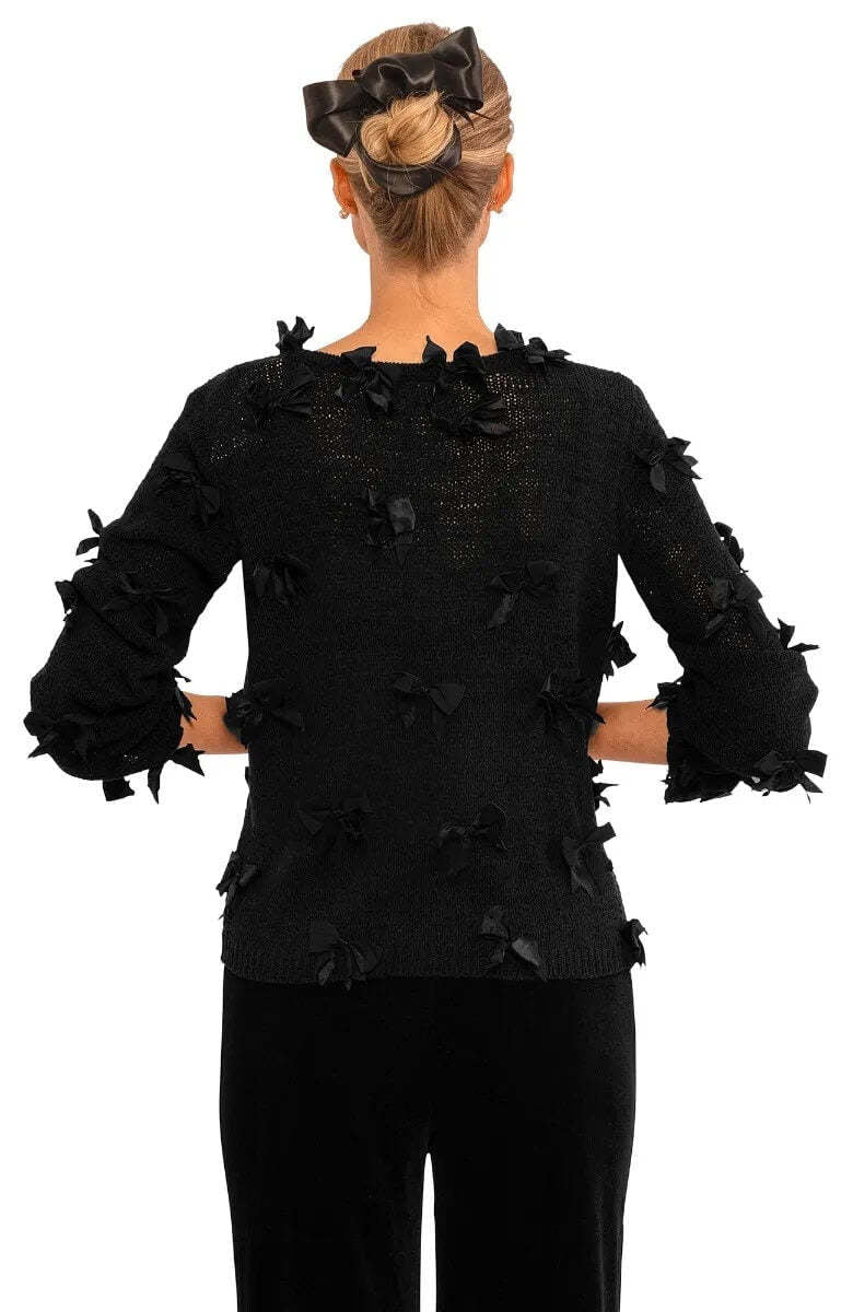 Elegant Knit Top with Bow Embellishments