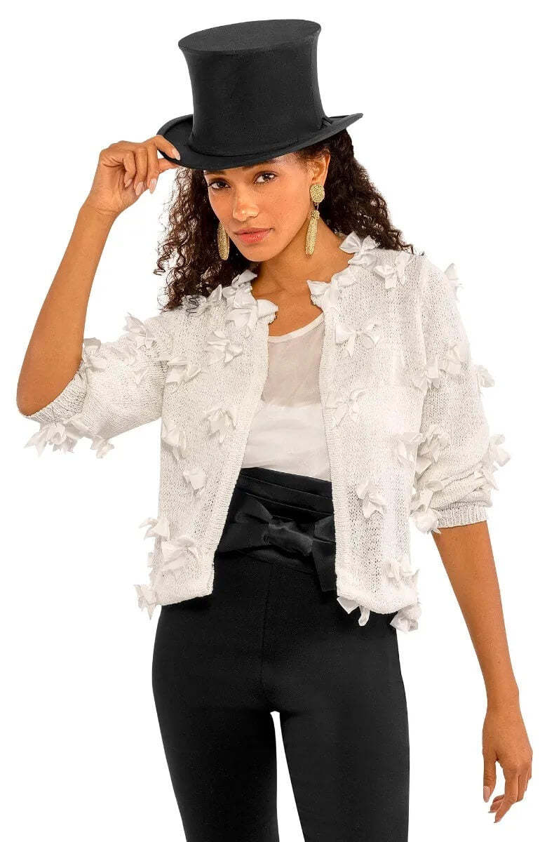 Elegant Knit Top with Bow Embellishments