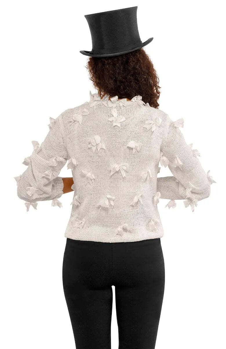 Elegant Knit Top with Bow Embellishments