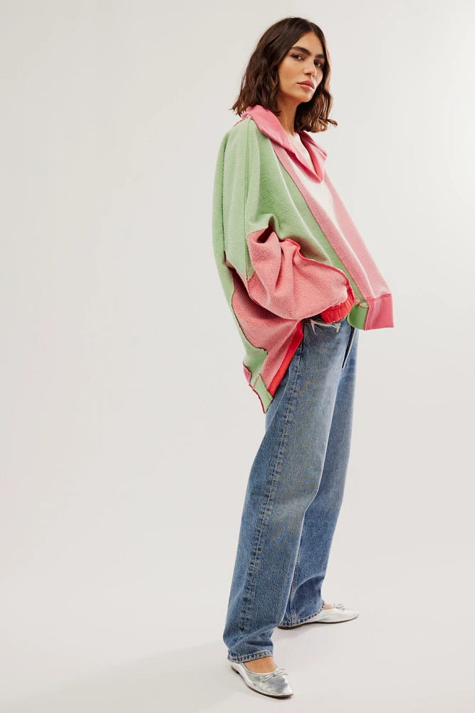 Oversized Color-Block Cozy Sweatshirt