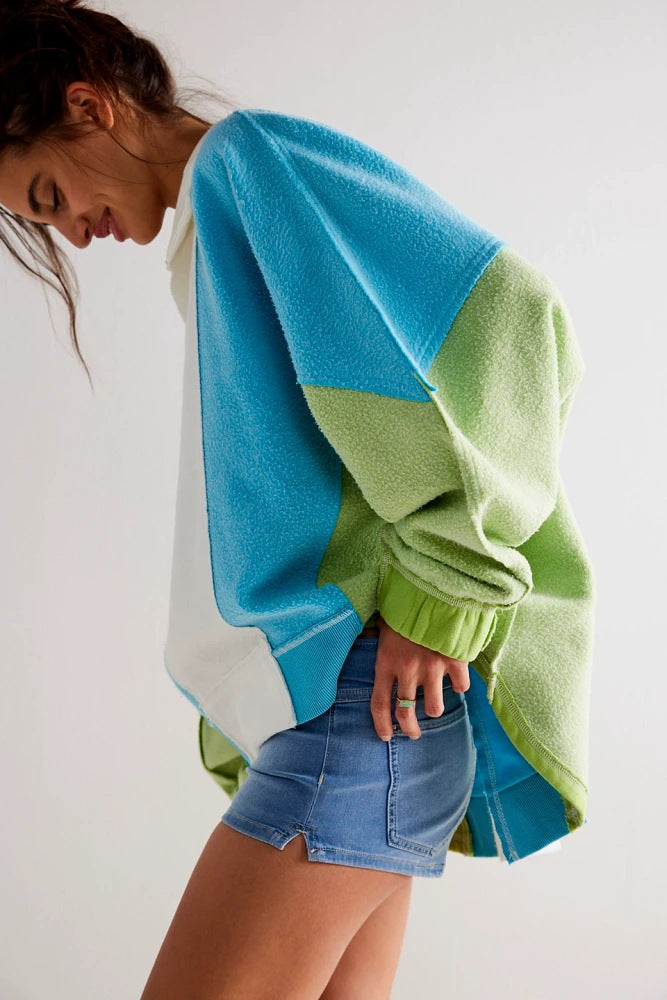Oversized Color-Block Cozy Sweatshirt