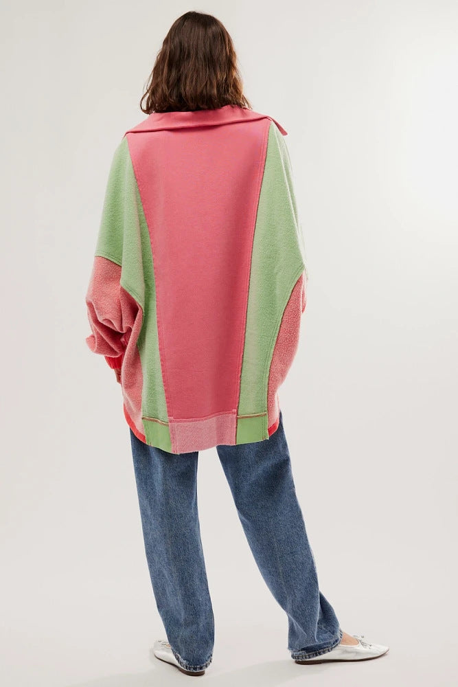 Oversized Color-Block Cozy Sweatshirt
