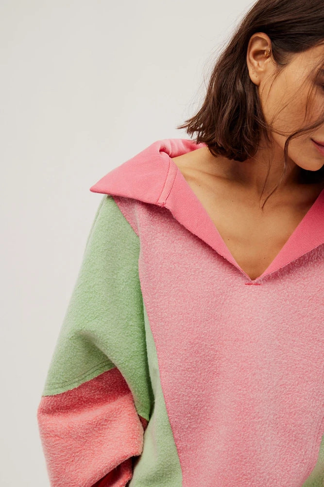 Oversized Color-Block Cozy Sweatshirt