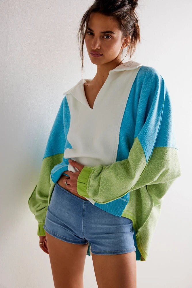 Oversized Color-Block Cozy Sweatshirt