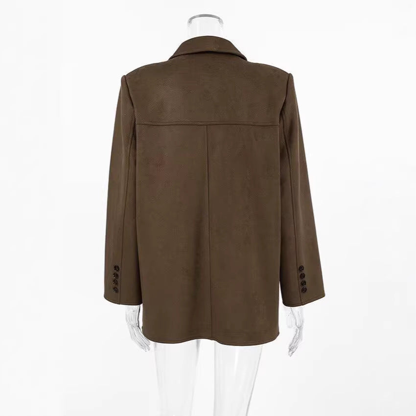 Classic Brown Faux Suede Jacket