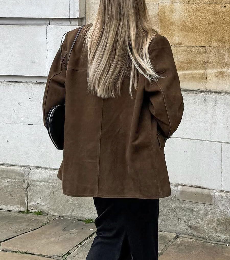 Classic Brown Faux Suede Jacket