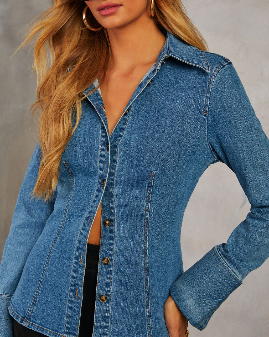 Classic Denim Button-Front Jacket