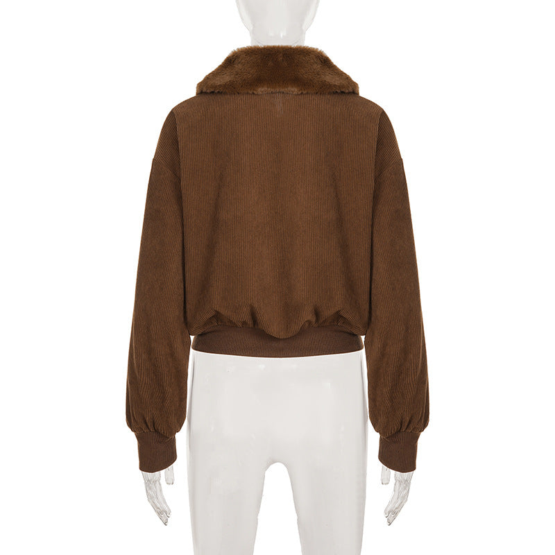 Cozy Brown Bomber Jacket