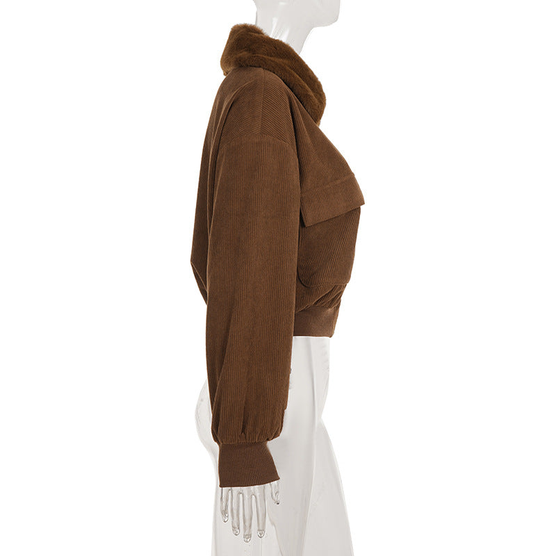 Cozy Brown Bomber Jacket