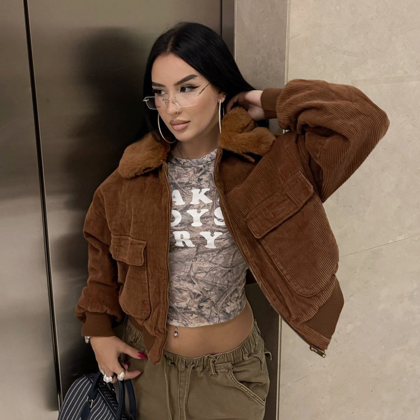 Cozy Brown Bomber Jacket
