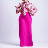 Vibrant Maxi Skirt with Floral Blouse Set