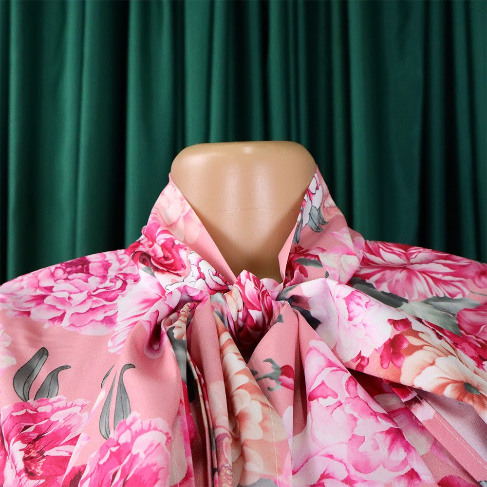 Vibrant Maxi Skirt with Floral Blouse Set