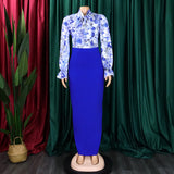 Vibrant Maxi Skirt with Floral Blouse Set