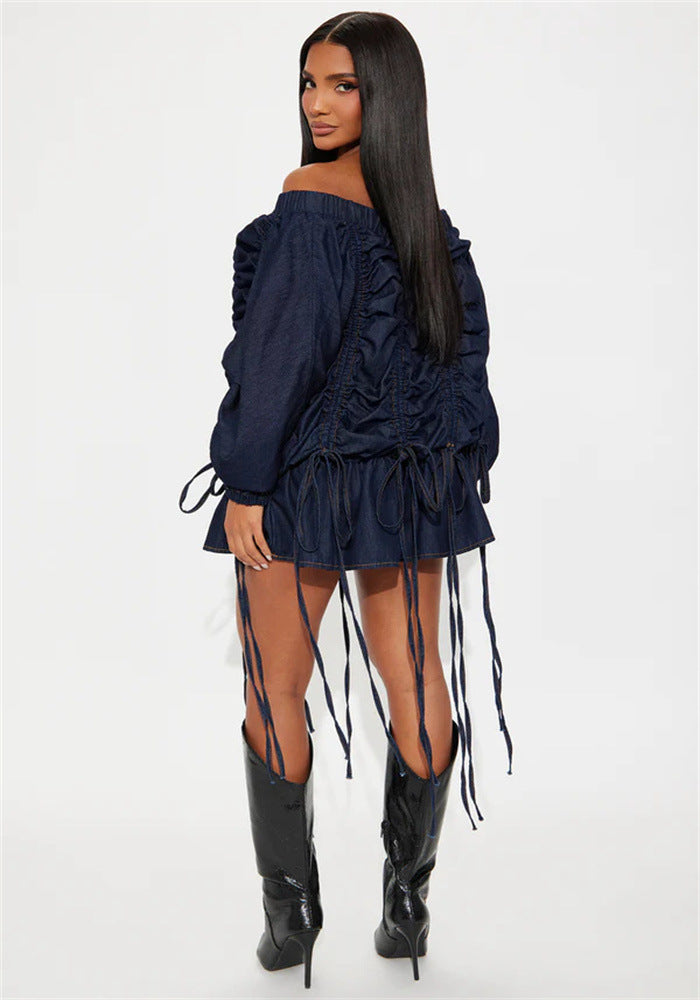 Off-Shoulder Ruched Mini Dress