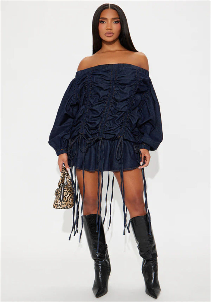 Off-Shoulder Ruched Mini Dress