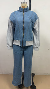 Casual Chic Two-Tone Denim Lounge Set