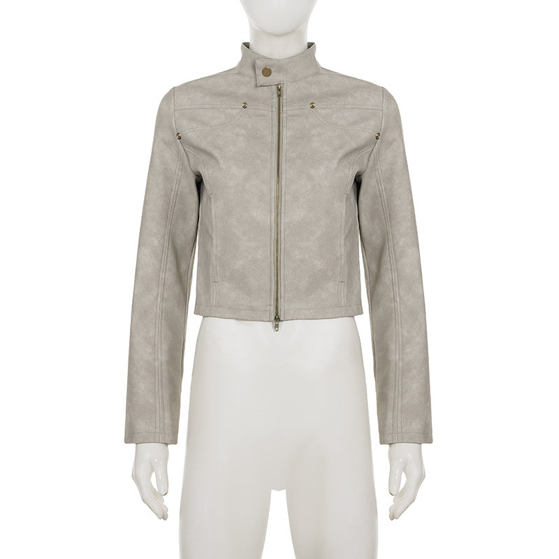 Stylish Faux Leather Moto Jacket