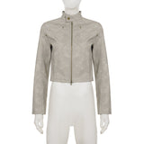 Stylish Faux Leather Moto Jacket