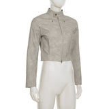 Stylish Faux Leather Moto Jacket