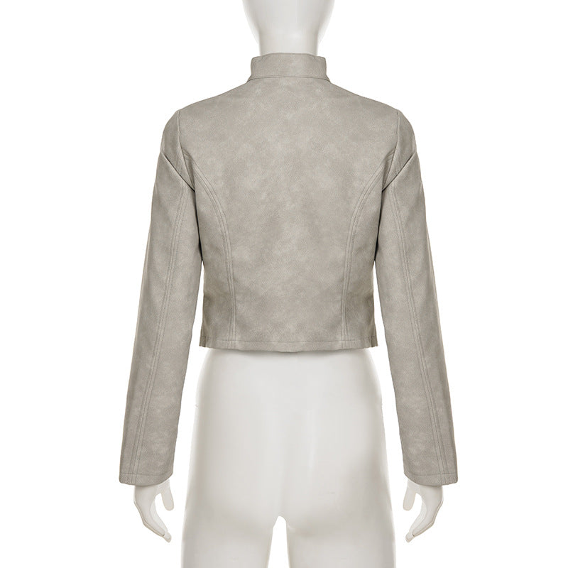 Stylish Faux Leather Moto Jacket