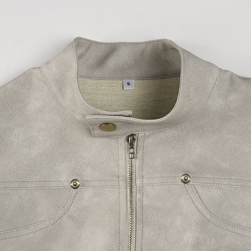 Stylish Faux Leather Moto Jacket