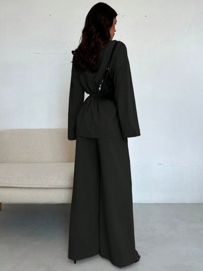 Wide-Leg Pants and Tie-Front Top