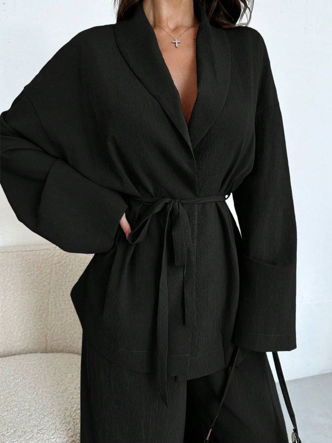 Wide-Leg Pants and Tie-Front Top