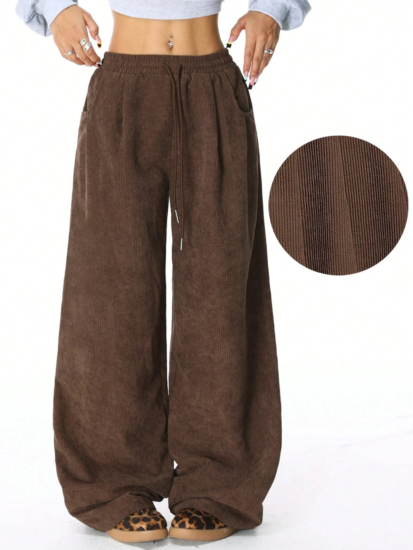 Wide-Leg Pants with Drawstring Waist