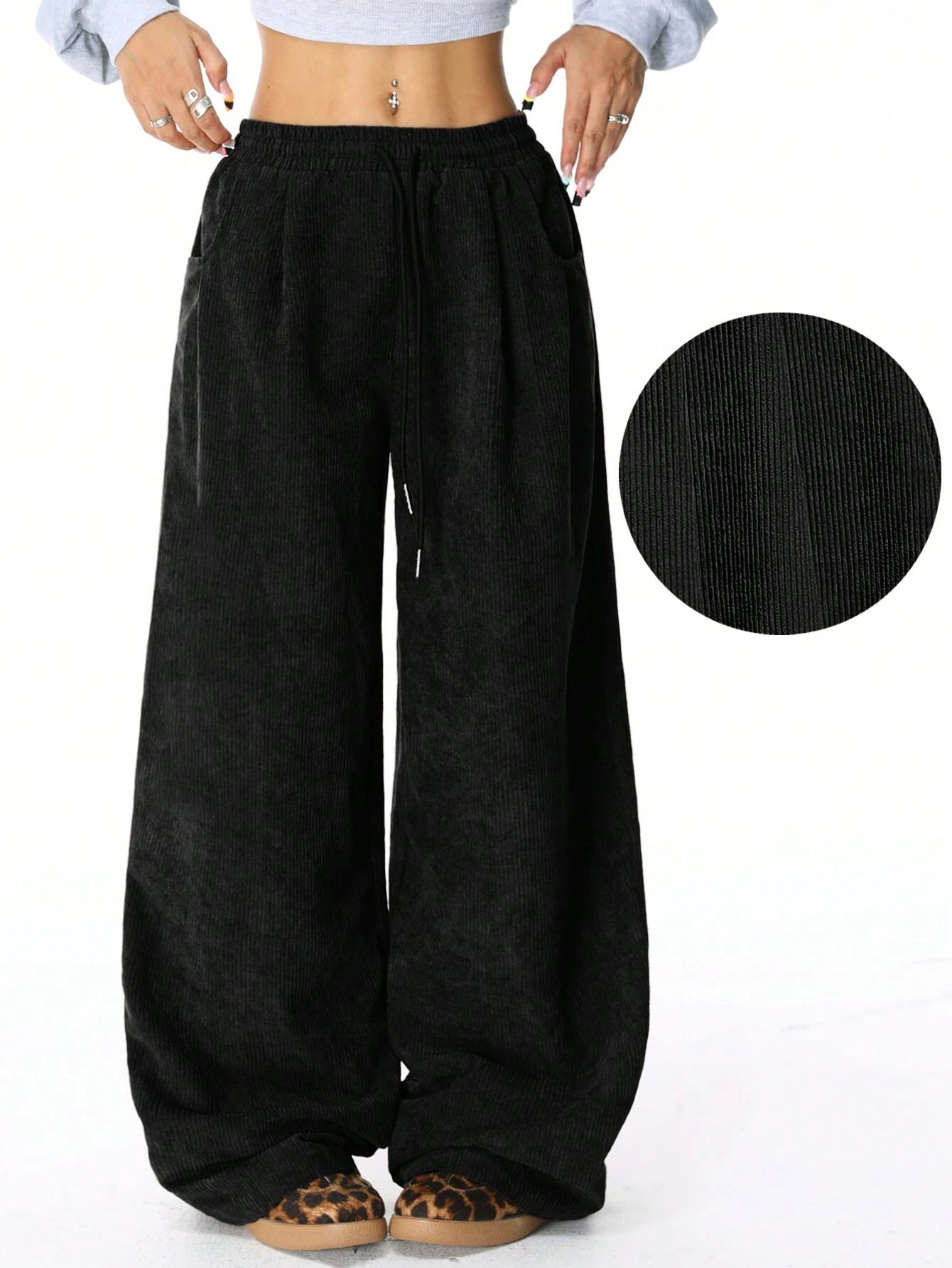 Wide-Leg Pants with Drawstring Waist