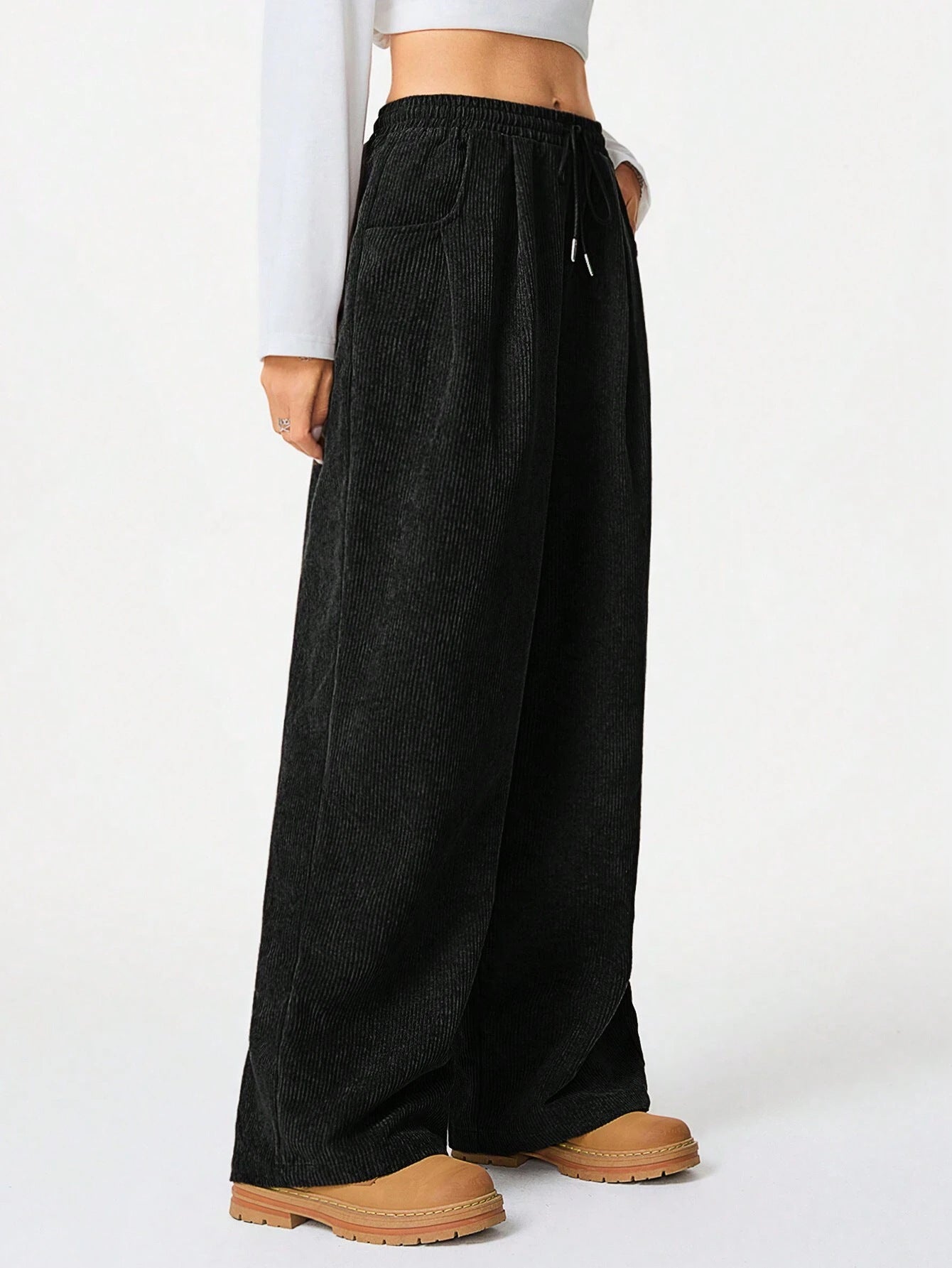 Wide-Leg Pants with Drawstring Waist