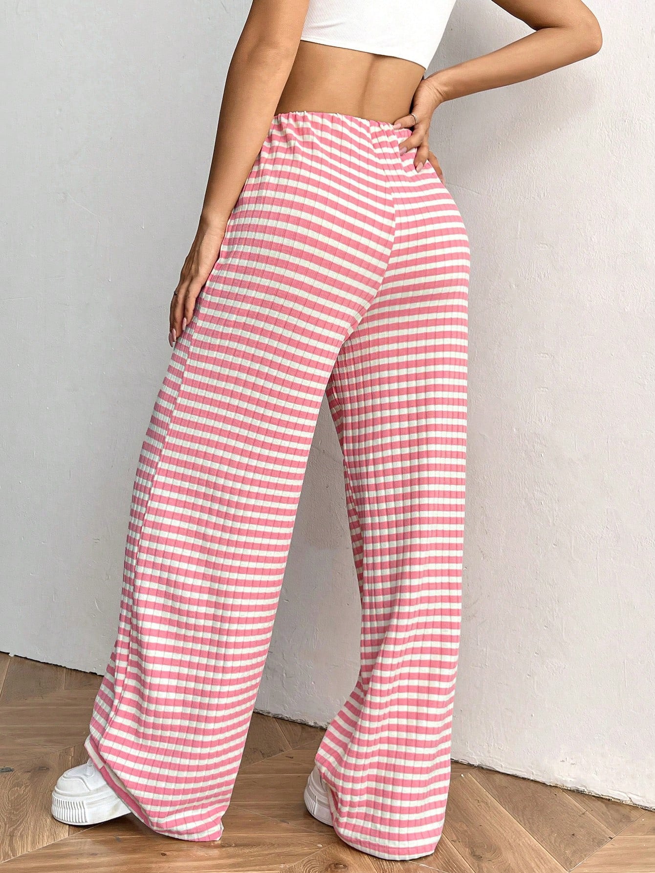 Striped Wide-Leg Lounge Pants