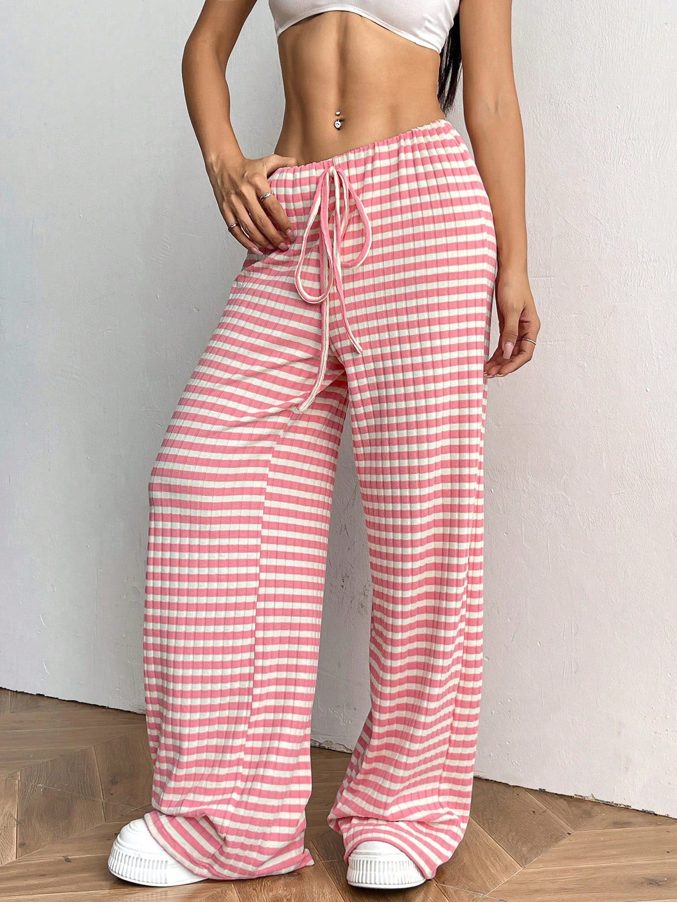 Striped Wide-Leg Lounge Pants
