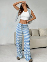 Striped Wide-Leg Lounge Pants
