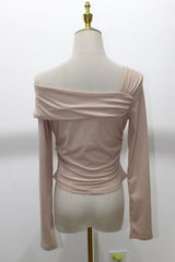 Off-Shoulder Ruched Long Sleeve Top