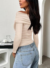 Off-Shoulder Ruched Long Sleeve Top