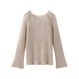 ElegantBeige Metallic Knit Top