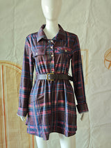 Classic Plaid Shirt Dress with Belt