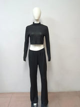 Ribbed Knit Set with Flared Pants