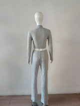 Ribbed Knit Set with Flared Pants