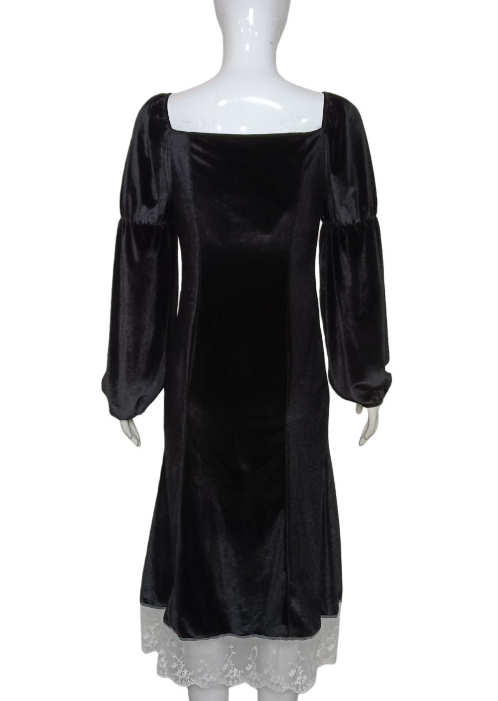 Elegant Black Evening Dress with Lace Trim