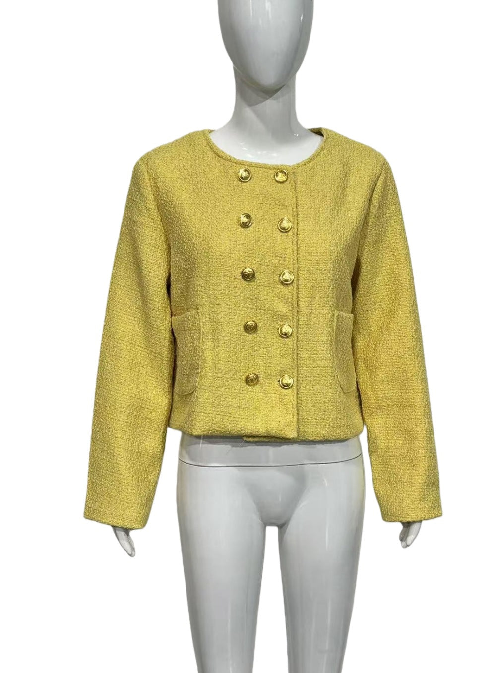 Textured Jacket with Gold Buttons