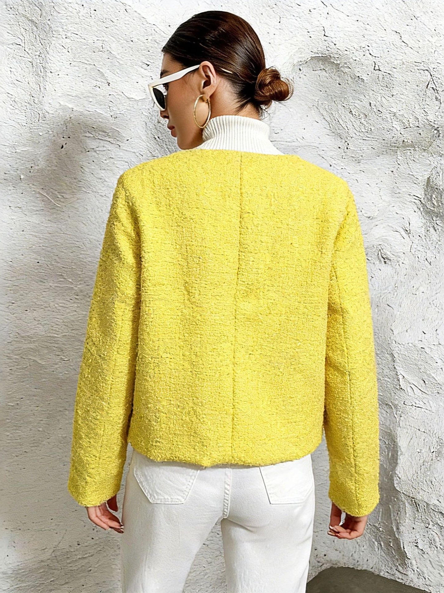 Textured Jacket with Gold Buttons