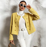 Textured Jacket with Gold Buttons
