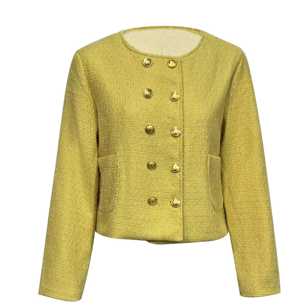Textured Jacket with Gold Buttons