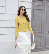 Textured Jacket with Gold Buttons