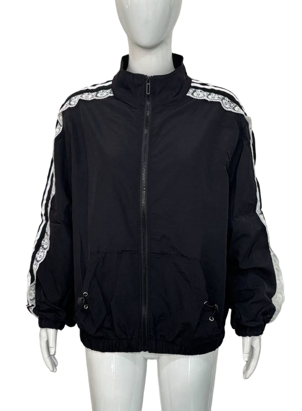 Jacket with Lace Detailing & Striped Accents