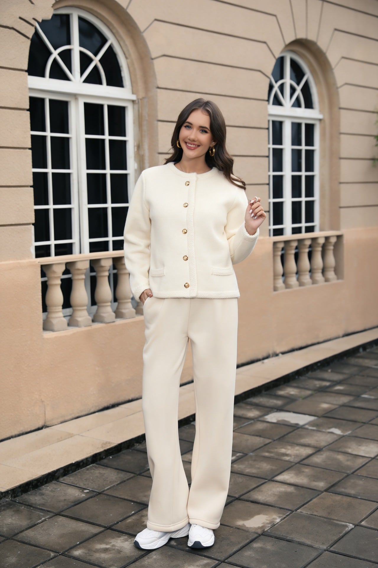 Button-Up Jacket with Gold Accents