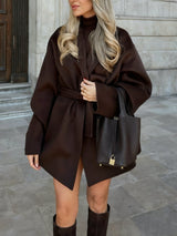 Chic Brown Wrap Jacket